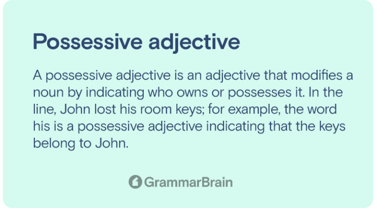 Understanding A Possessive Adjective Definition Examples How They Re