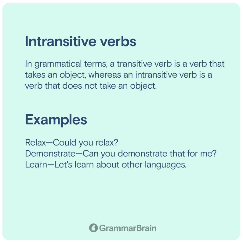Intransitive verbs infographic