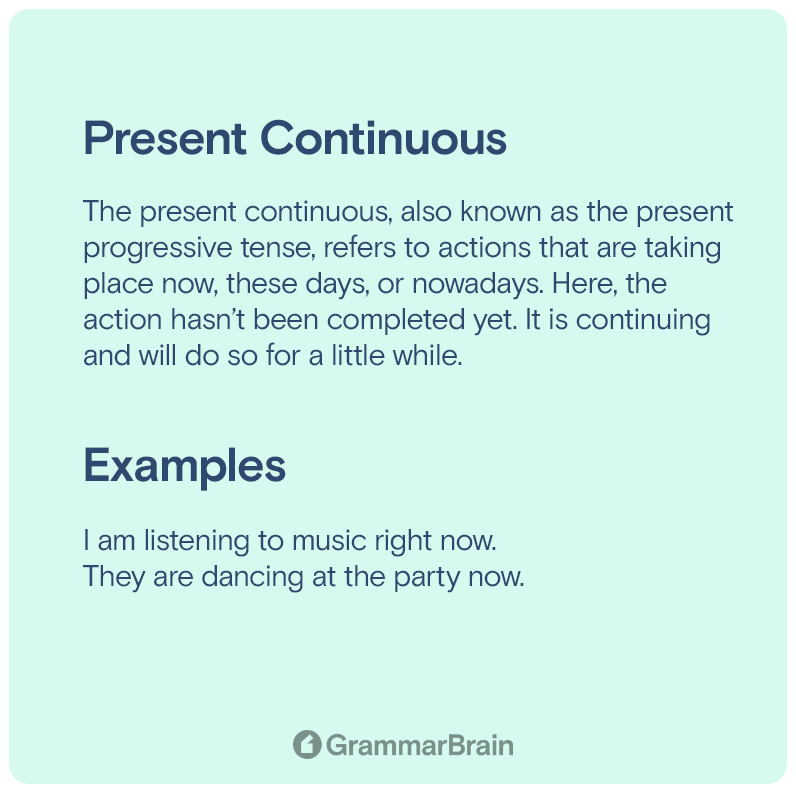 Present continuous infographic