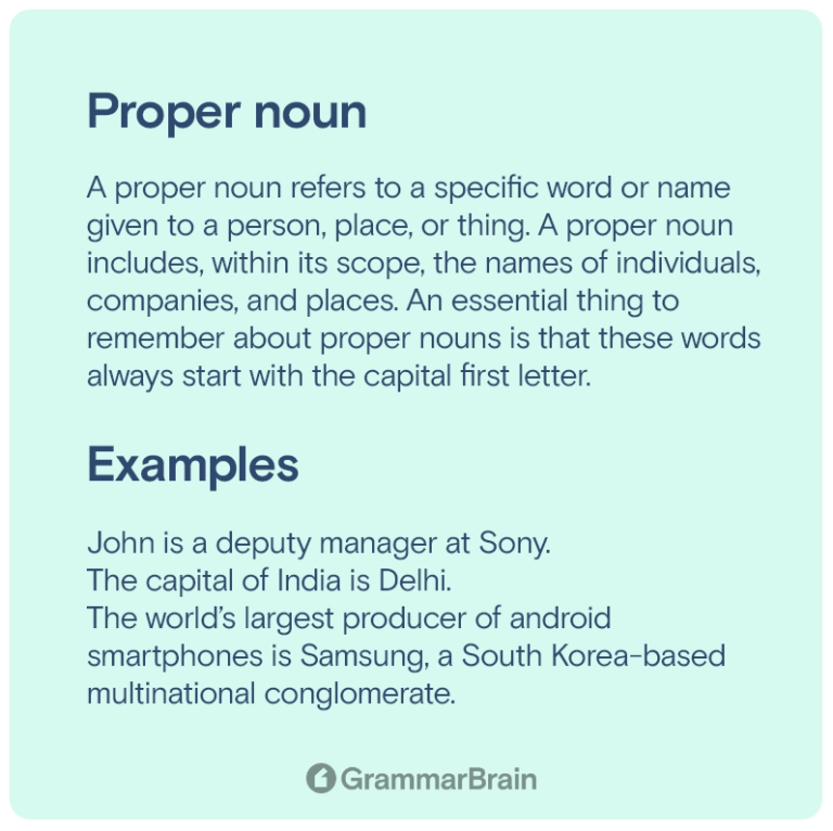 Understanding A Proper Noun Examples Grammar Rules GrammarBrain   Screen Shot 2022 10 25 At 11.41.36 AM 768x766 