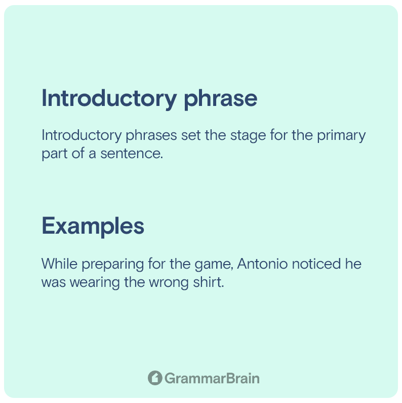 Introductory Phrases Prepositional Commas Examples GrammarBrain