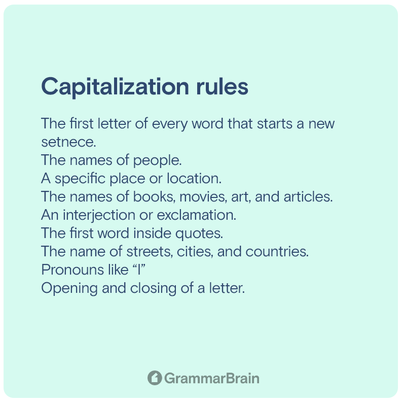 Capitalization rules infographic