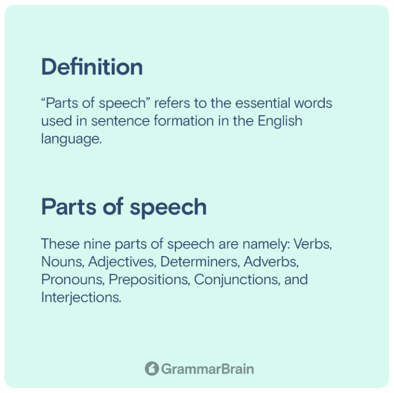 Understanding Parts of Speech (9 Types With Examples) GrammarBrain