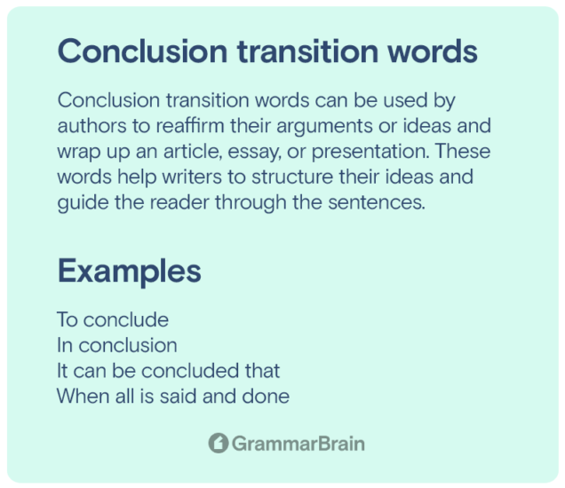 how to transition to your conclusion in a speech