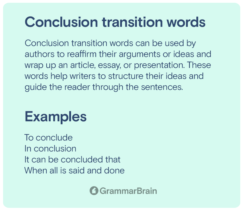 Conclusion transition words