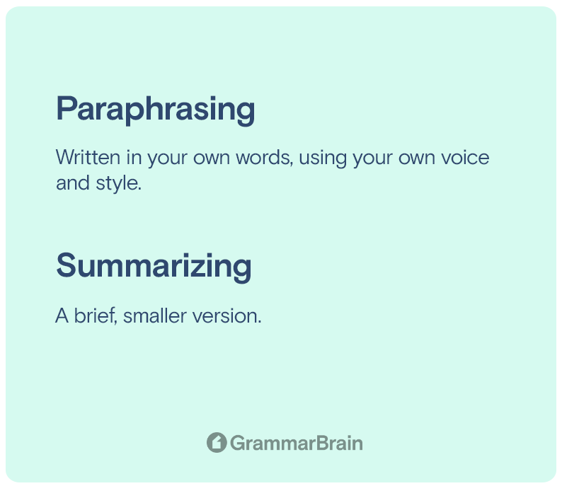 paraphrasing and summarizing examples