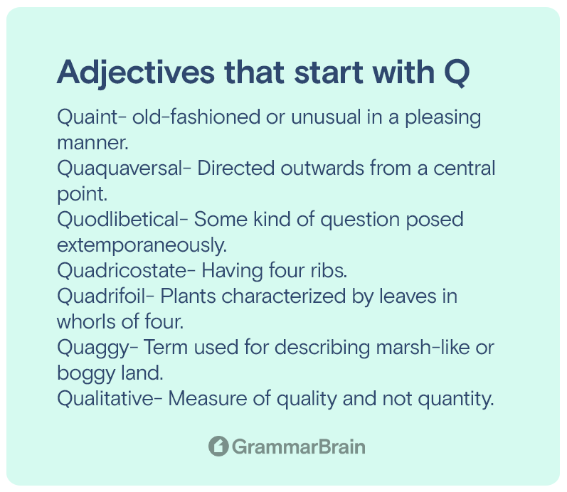 Adjectives that start with Q