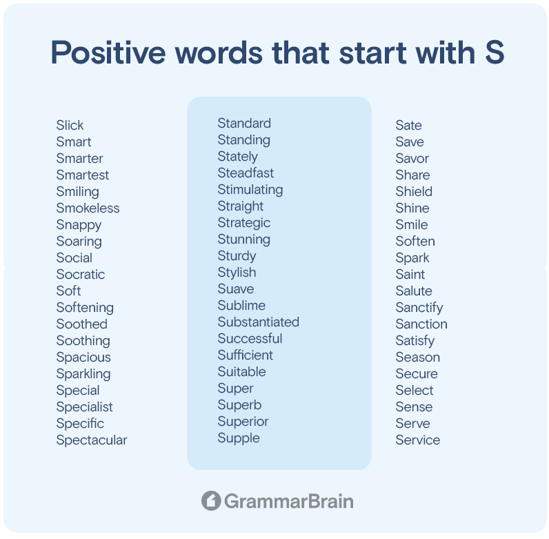 Positive words that start with S