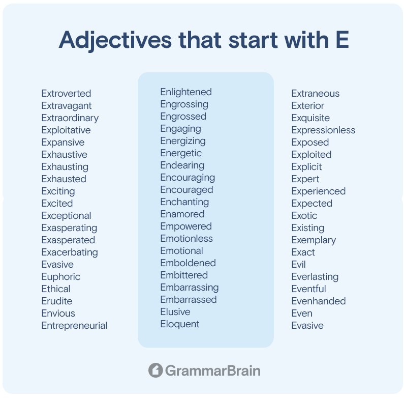 Adjectives that start with E
