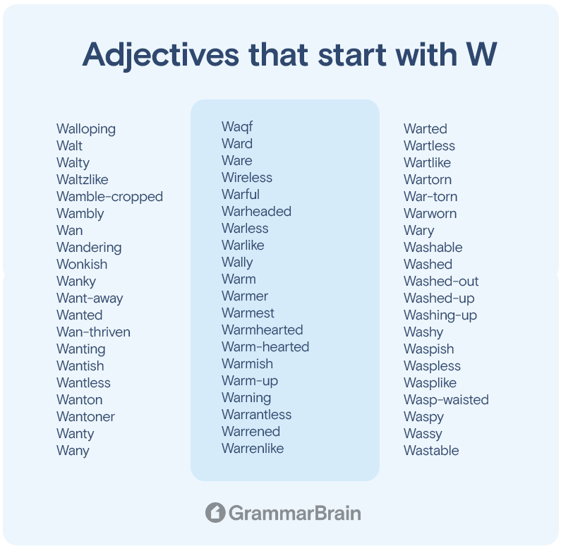 Adjectives that start with W