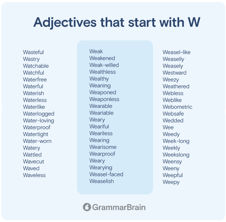 Adjectives that start with W
