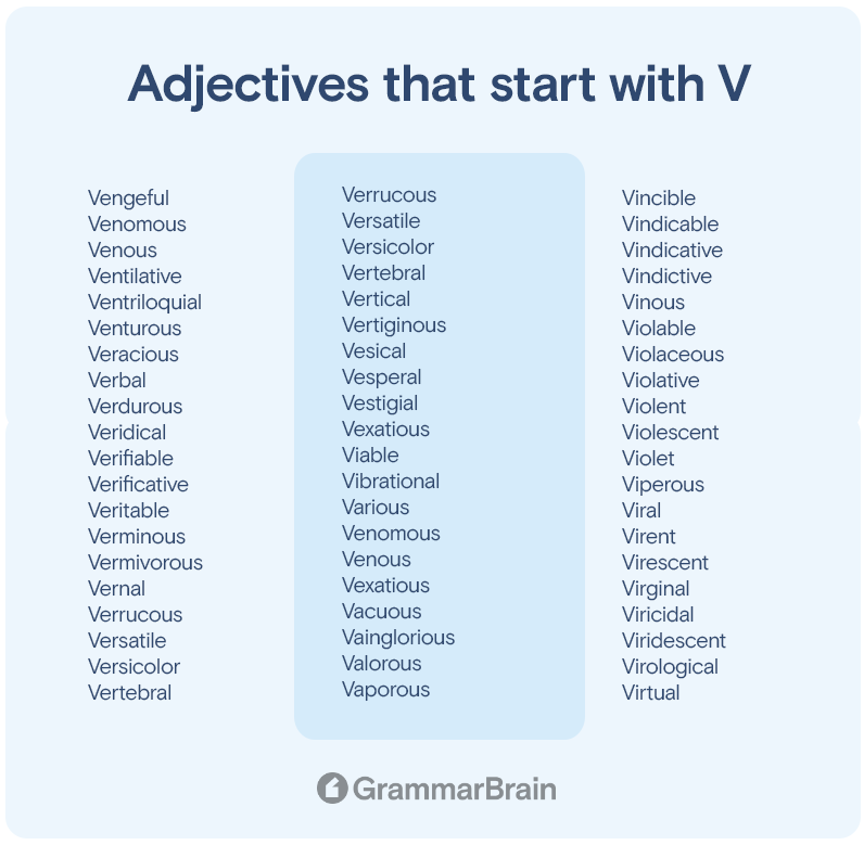Adjectives that start with V