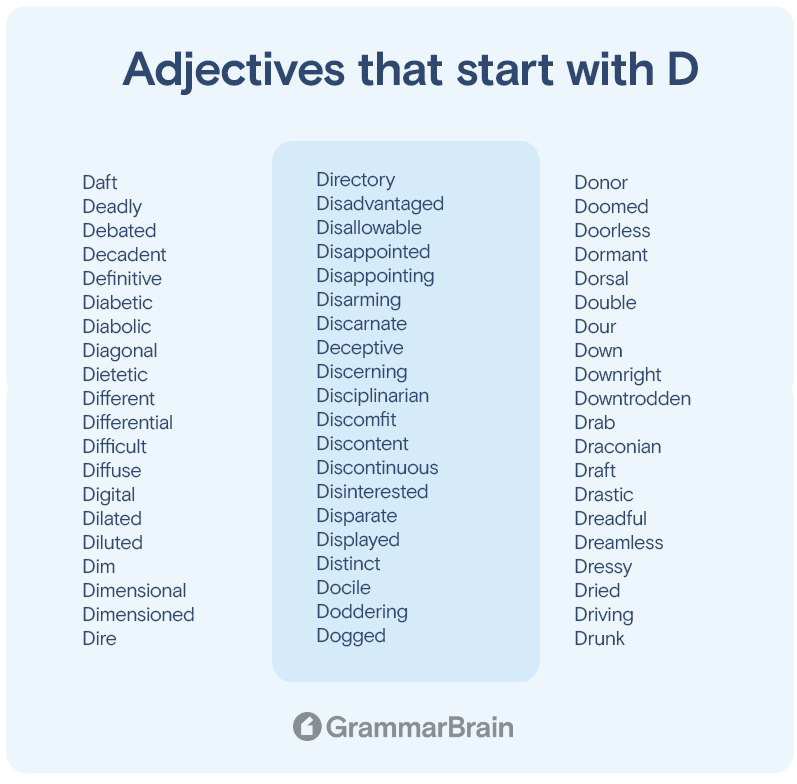 Adjectives that start with D