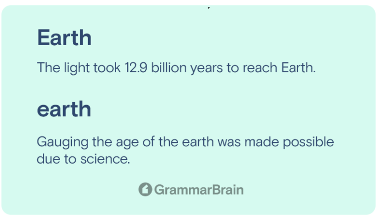 When Is Earth Capitalized Or Lowercase Grammar Examples GrammarBrain