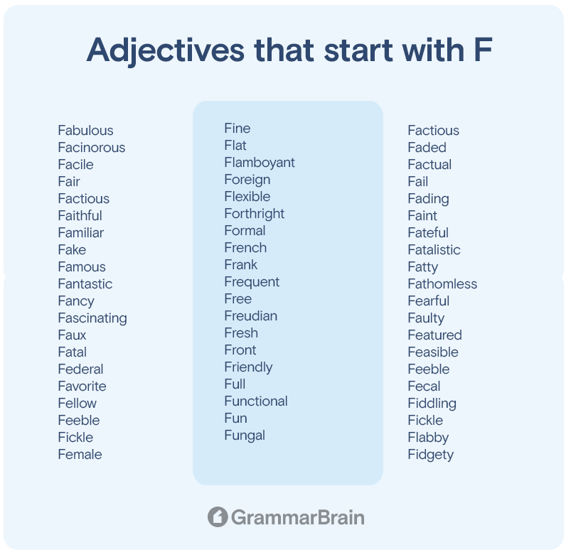 Adjectives that start with F