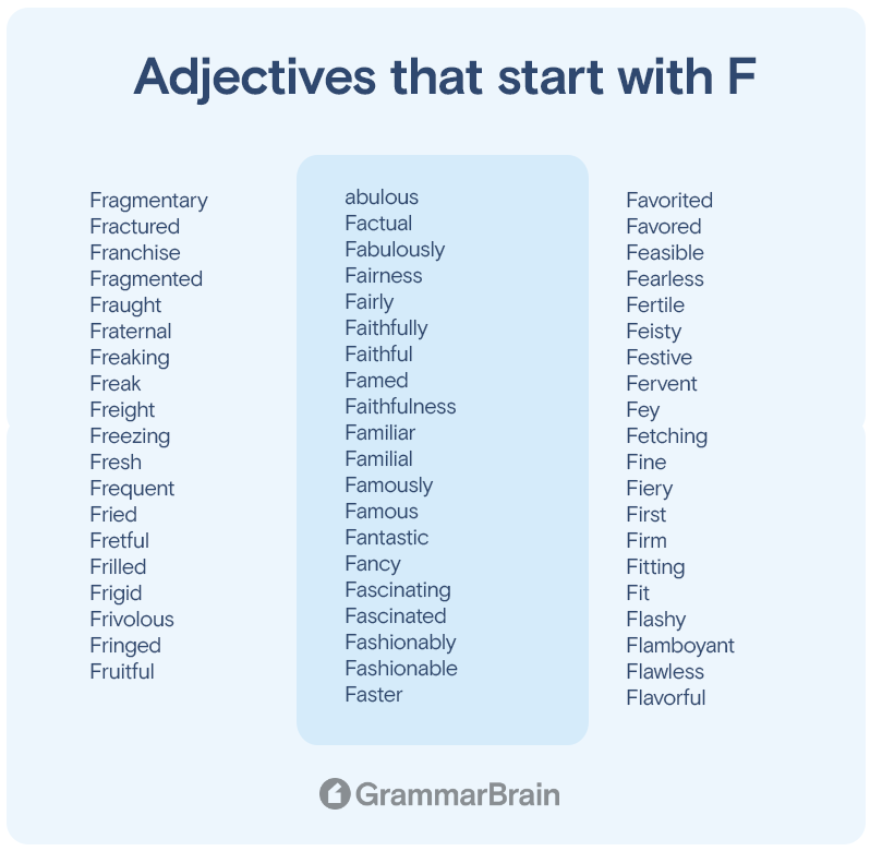 Adjectives that start with F