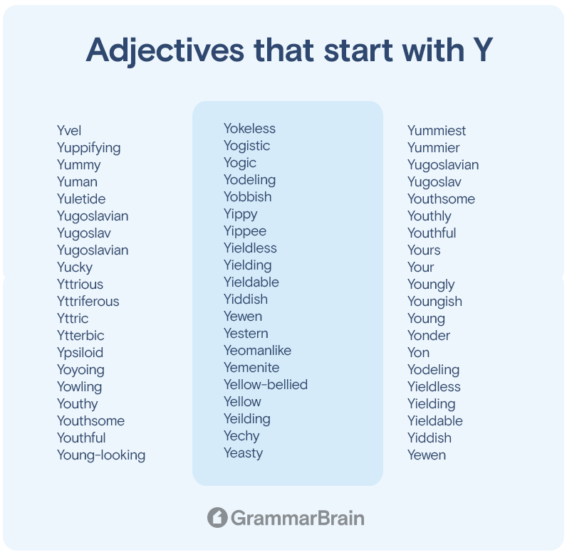 Adjectives that start with Y