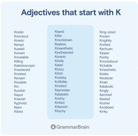 Big List of Adjectives That Start With K (Positive, Negative ...