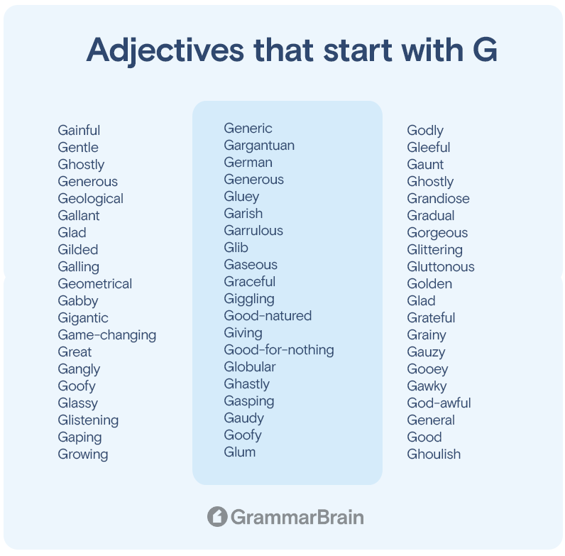 Adjectives that start with G