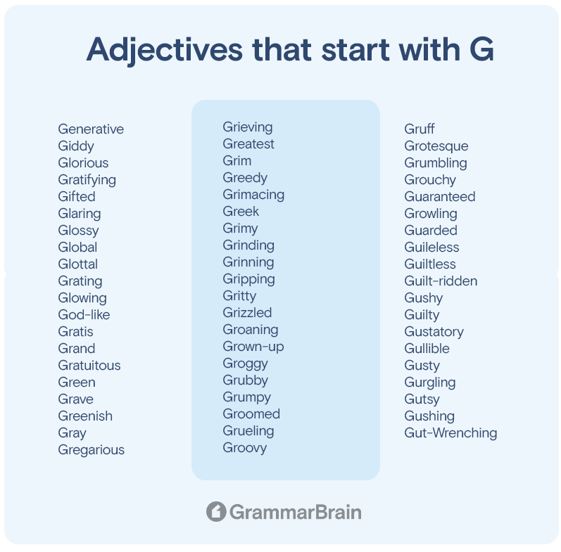 Adjectives that start with G