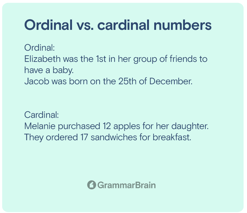Ordinal vs cardinal numbers