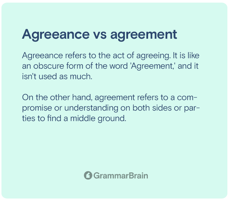 Agreeance vs agreement