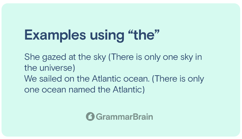 Examples using "the" (definite article)