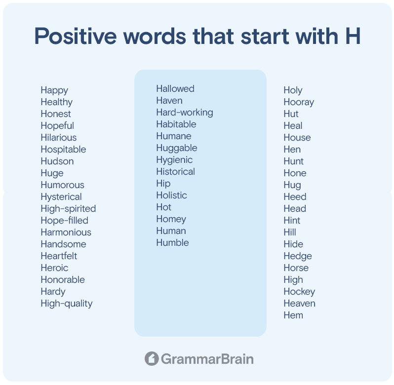 Positive words that start with H