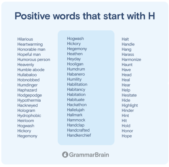 Big List of Positive Words That Start With H (Long, Short, Descriptive ...