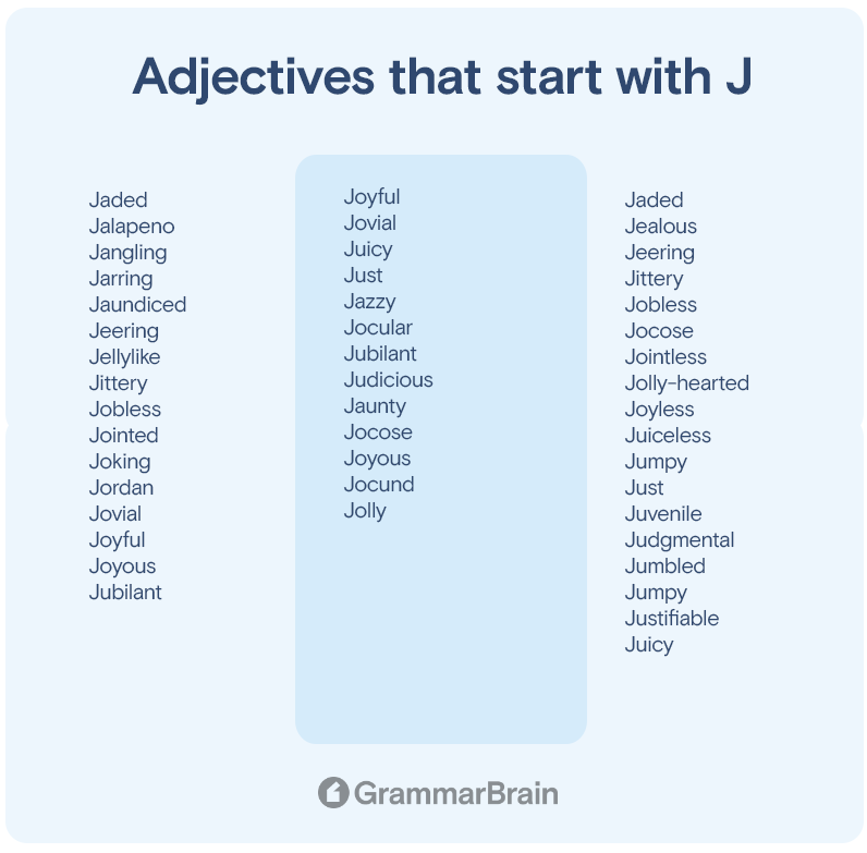 Adjectives that start with J