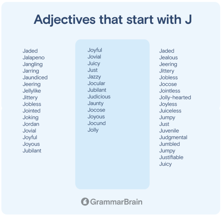 Big List of Adjectives That Start With J (Positive, Negative ...