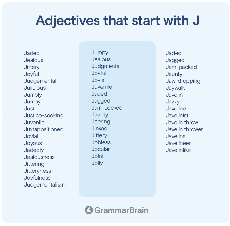 Big List Of Adjectives That Start With J Positive Negative 