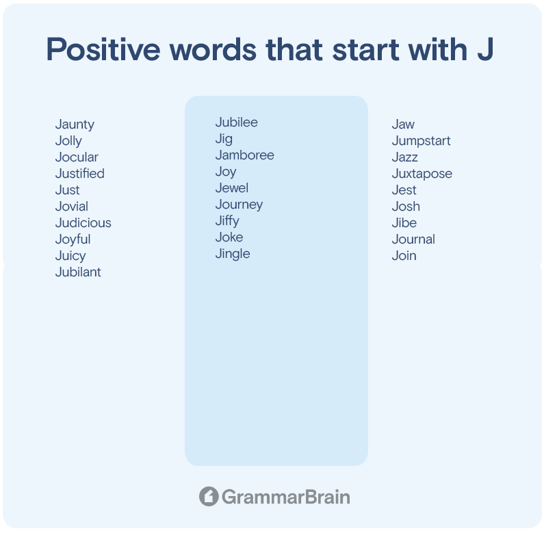 Positive words that start with J