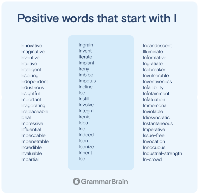 Positive words that start with I