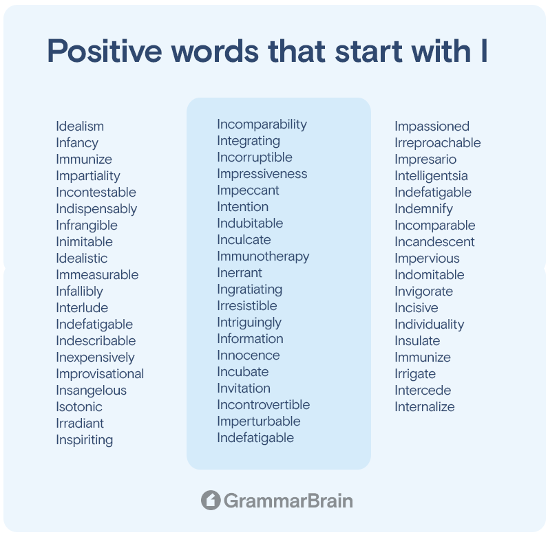 Positive words that start with I