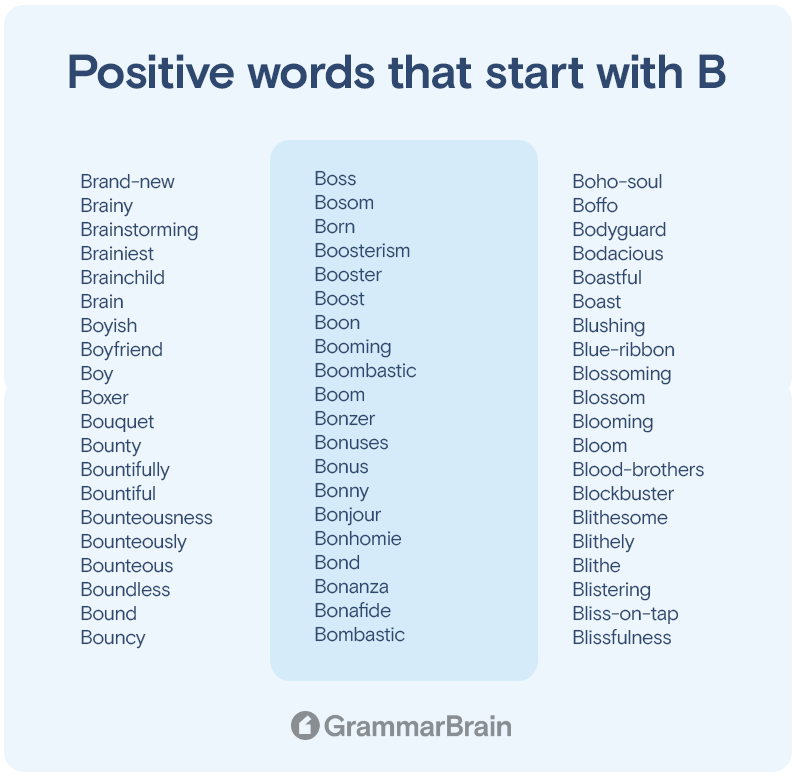 Positive words that start with B