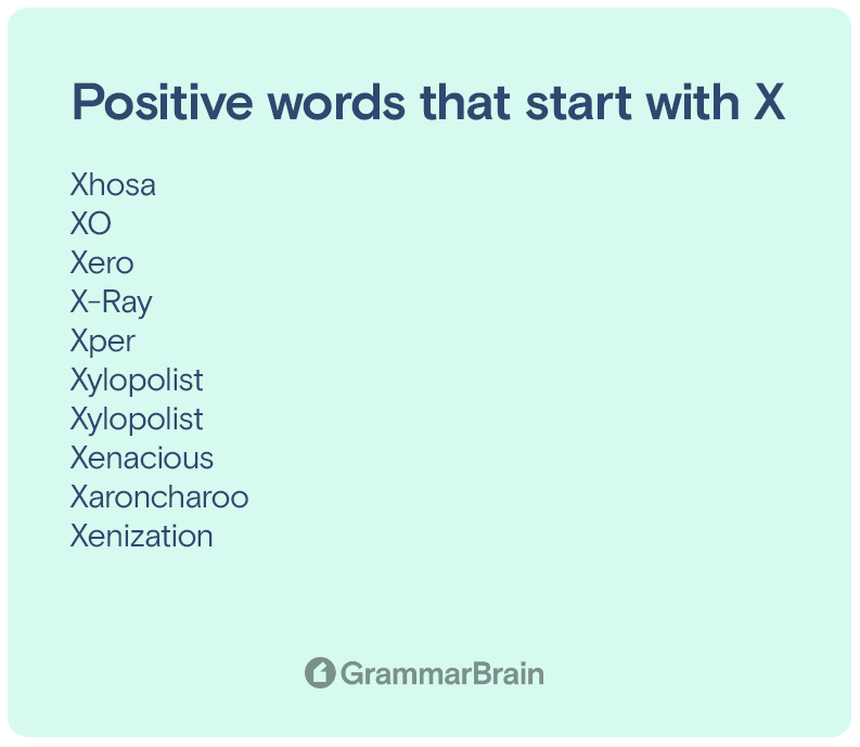 Positive words that start with X