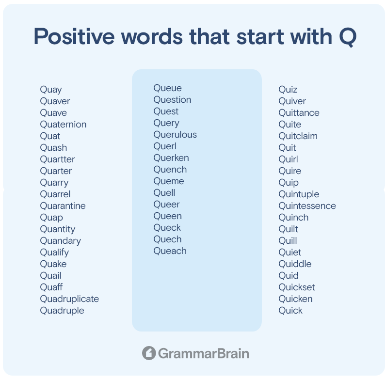 Positive words that start with Q
