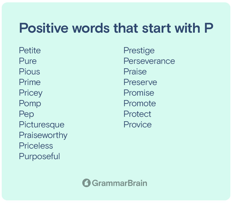 Positive words that start with P