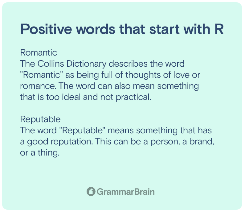Positive words that start with R