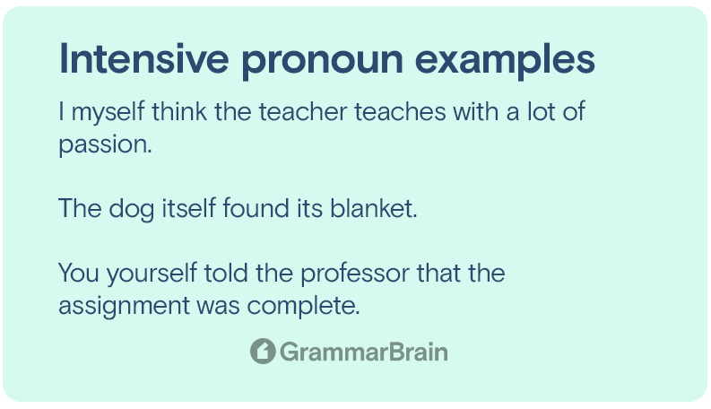 Examples of intensive pronouns getting used