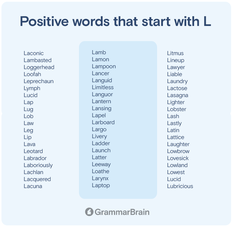 Positive words that start with L