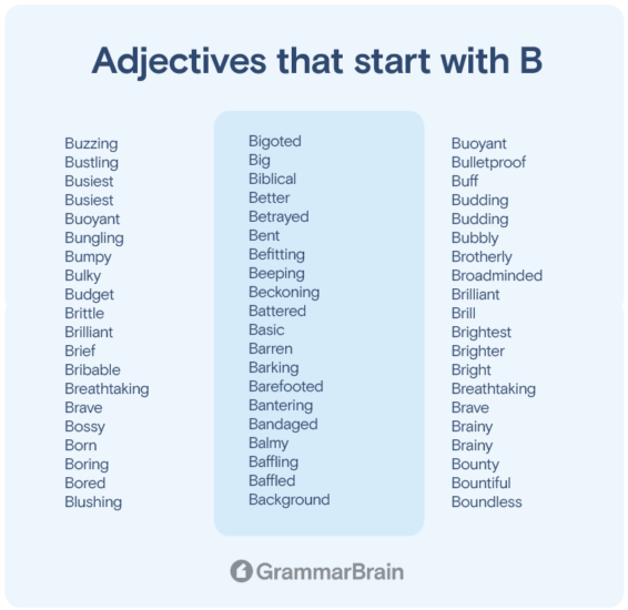 Big List Of Adjectives That Start With B (Positive, Negative ...