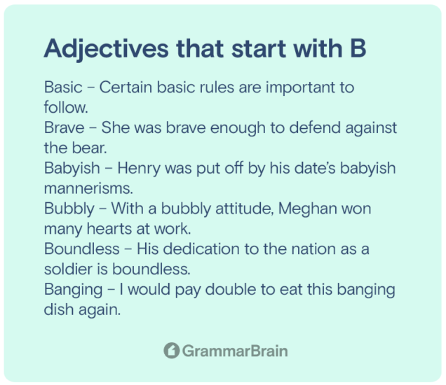 Big List Of Adjectives That Start With B (Positive, Negative ...