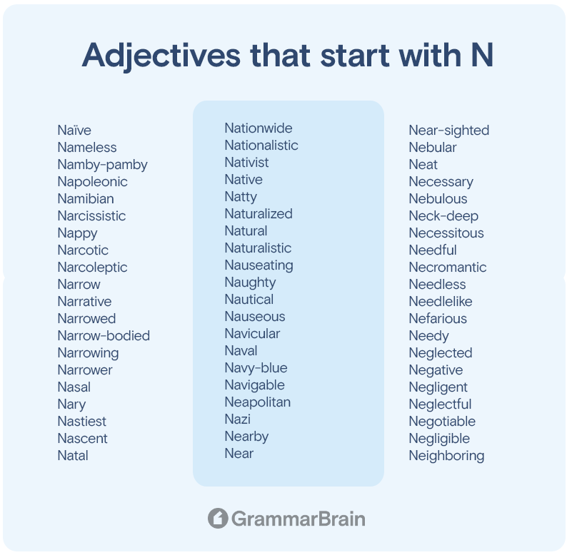 Adjectives that start with N