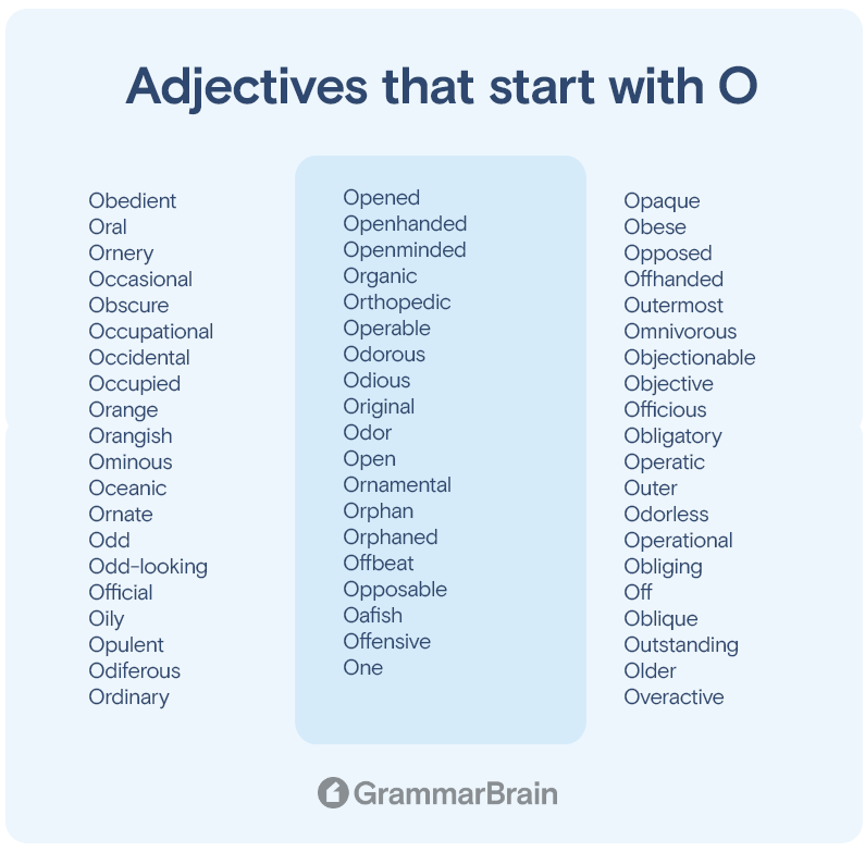 Adjectives that start with O