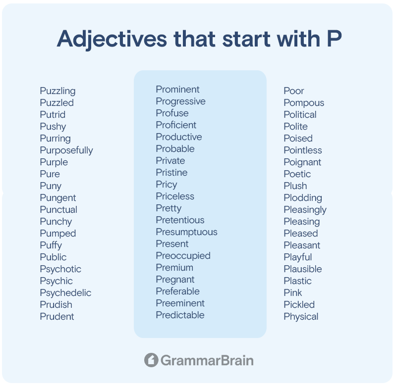 Adjectives that start with P