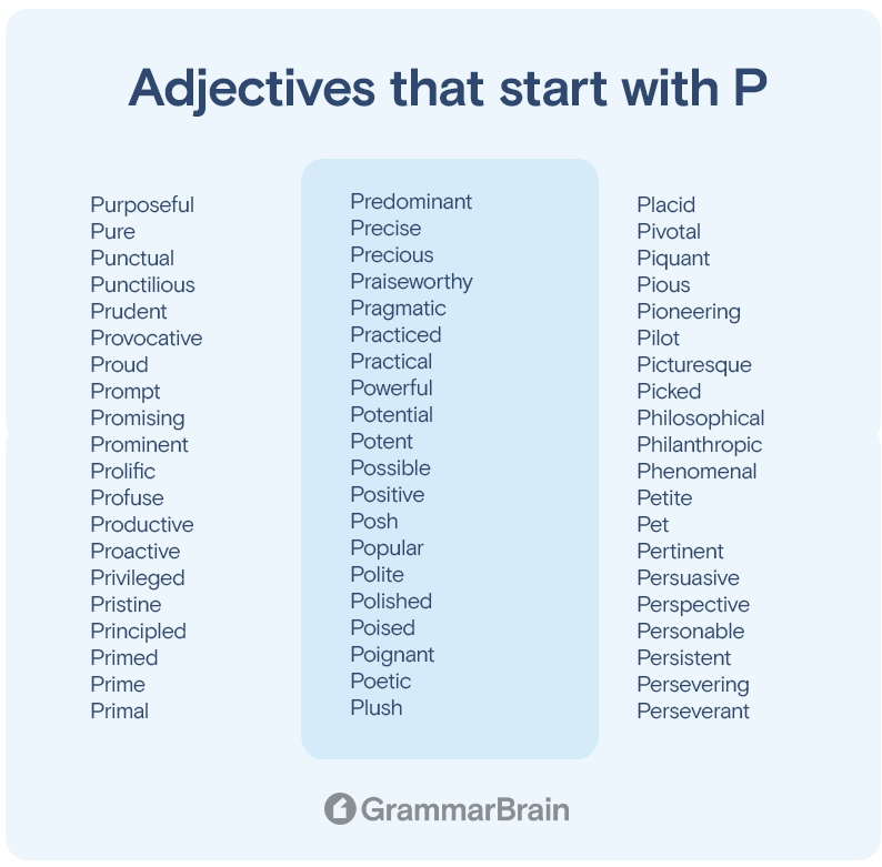 Adjectives that start with P