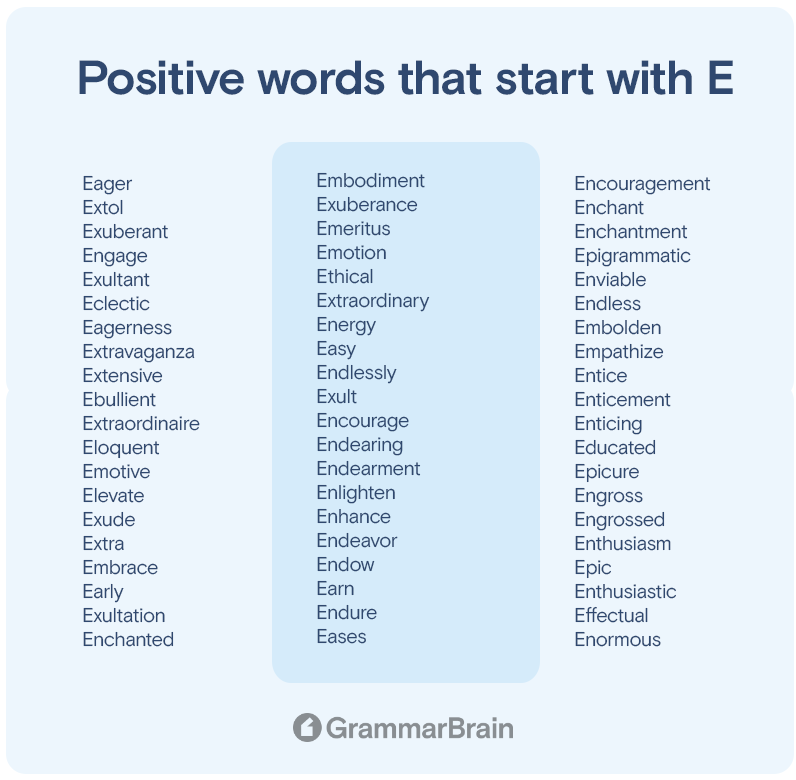 positive words that start with E