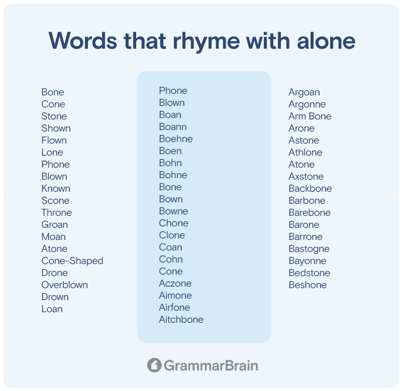 Words that rhyme with "alone"